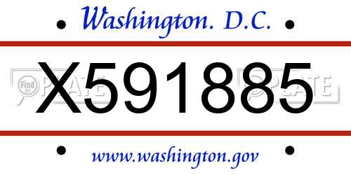 X591885 District Of Columbia License Plate