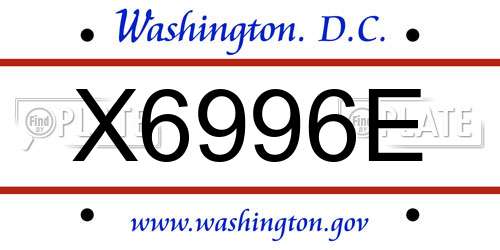 X6996E District Of Columbia License Plate