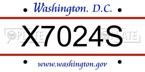 X7024S District Of Columbia License Plate