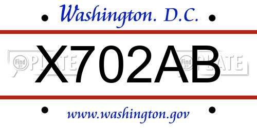 X702AB District Of Columbia License Plate