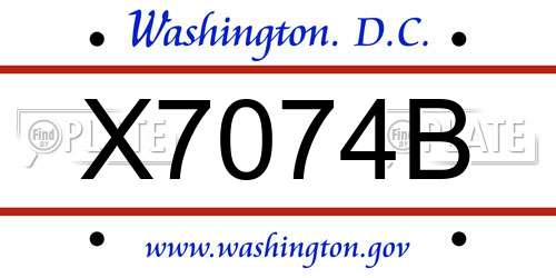 X7074B District Of Columbia License Plate