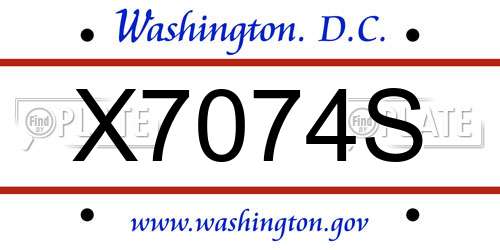 X7074S District Of Columbia License Plate