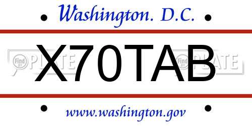 X70TAB District Of Columbia License Plate