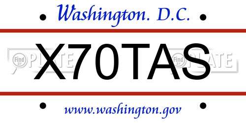 X70TAS District Of Columbia License Plate