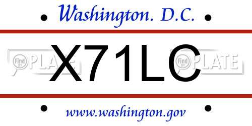 X71LC District Of Columbia License Plate