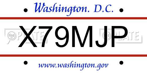 X79MJP District Of Columbia License Plate