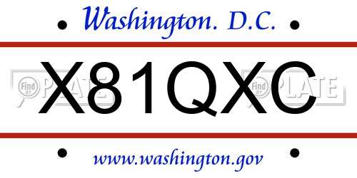 X81QXC District Of Columbia License Plate