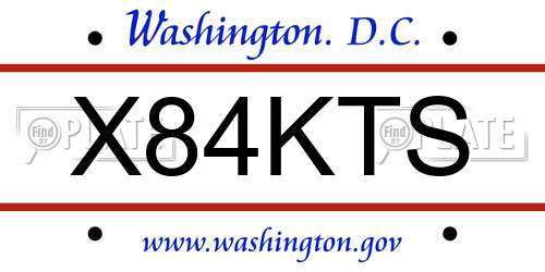 X84KTS District Of Columbia License Plate