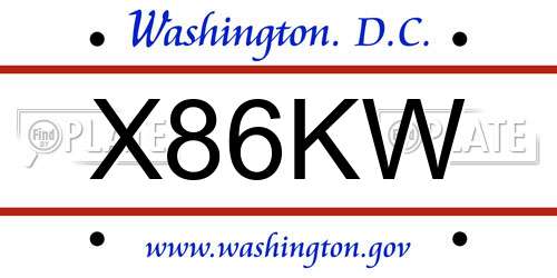 X86KW District Of Columbia License Plate