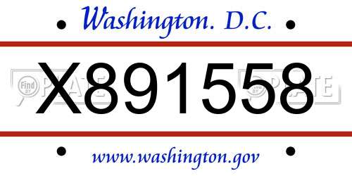 X891558 District Of Columbia License Plate