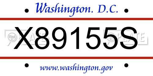 X89155S District Of Columbia License Plate