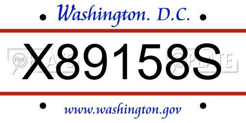 X89158S District Of Columbia License Plate