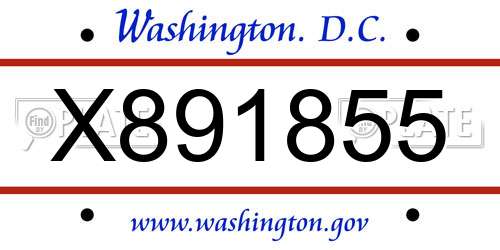 X891855 District Of Columbia License Plate