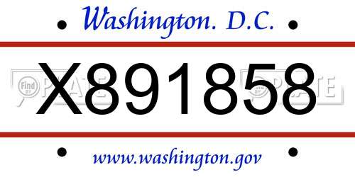 X891858 District Of Columbia License Plate
