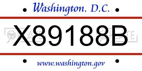 X89188B District Of Columbia License Plate