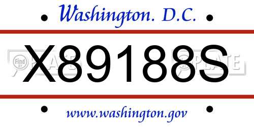X89188S District Of Columbia License Plate