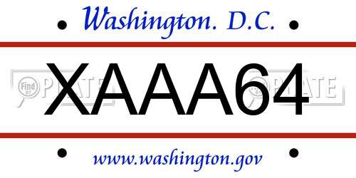 XAAA64 District Of Columbia License Plate