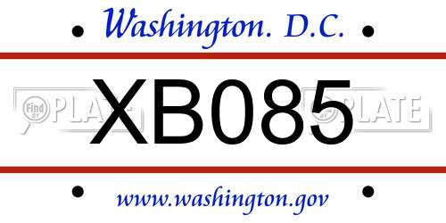 XB085 District Of Columbia License Plate