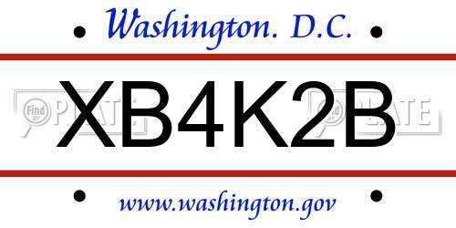 XB4K2B District Of Columbia License Plate