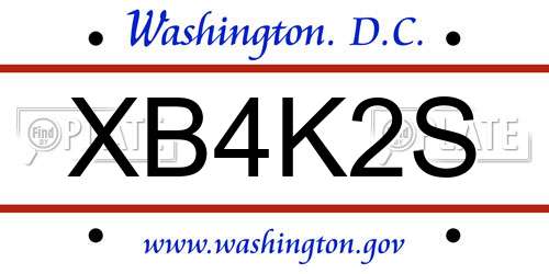 XB4K2S District Of Columbia License Plate