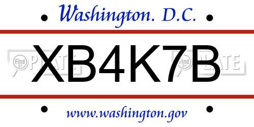 XB4K7B District Of Columbia License Plate