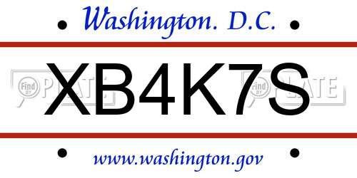 XB4K7S District Of Columbia License Plate