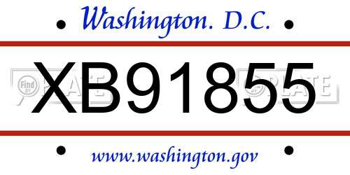 XB91855 District Of Columbia License Plate