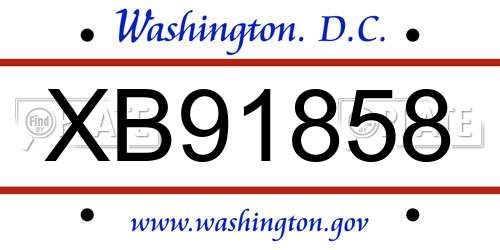 XB91858 District Of Columbia License Plate
