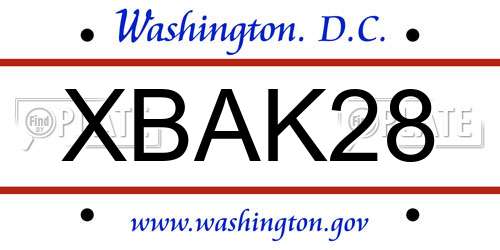 XBAK28 District Of Columbia License Plate