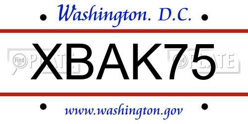 XBAK75 District Of Columbia License Plate