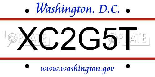 XC2G5T District Of Columbia License Plate