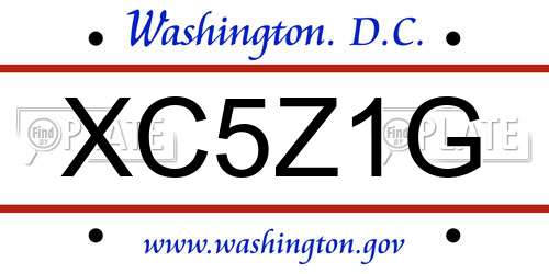 XC5Z1G District Of Columbia License Plate