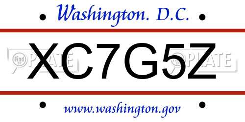 XC7G5Z District Of Columbia License Plate