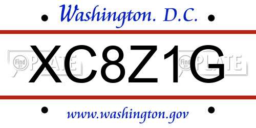 XC8Z1G District Of Columbia License Plate