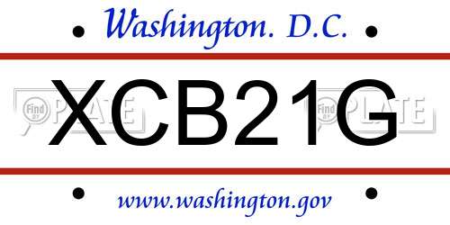 XCB21G District Of Columbia License Plate