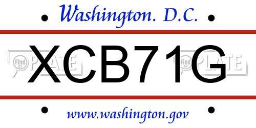 XCB71G District Of Columbia License Plate