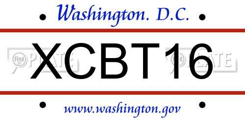 XCBT16 District Of Columbia License Plate