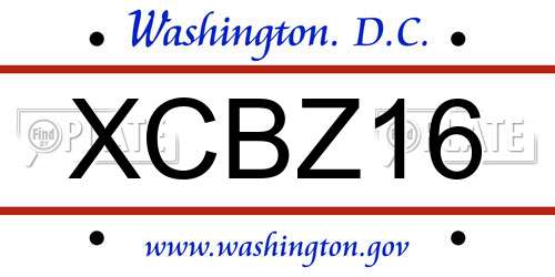 XCBZ16 District Of Columbia License Plate
