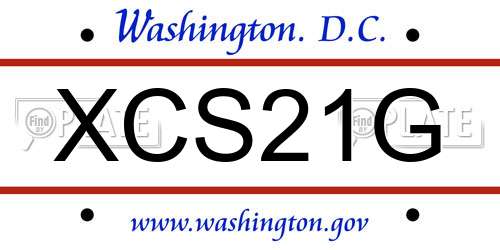 XCS21G District Of Columbia License Plate