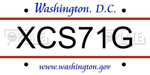 XCS71G District Of Columbia License Plate