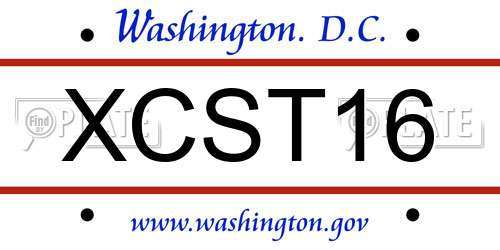 XCST16 District Of Columbia License Plate