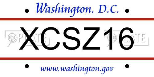 XCSZ16 District Of Columbia License Plate