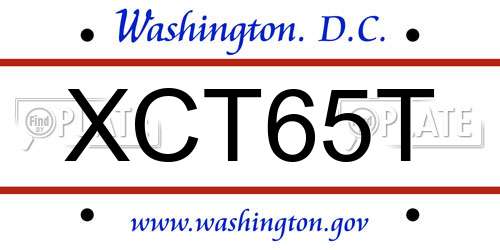 XCT65T District Of Columbia License Plate