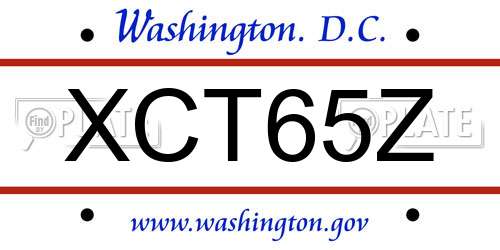 XCT65Z District Of Columbia License Plate