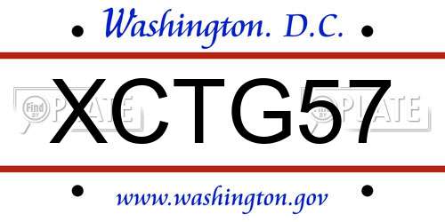 XCTG57 District Of Columbia License Plate