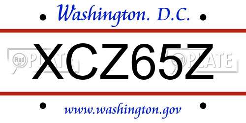 XCZ65Z District Of Columbia License Plate