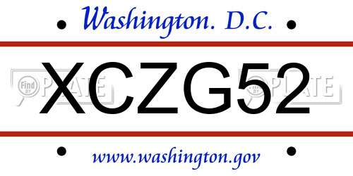 XCZG52 District Of Columbia License Plate