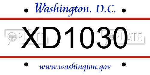 XD1030 District Of Columbia License Plate