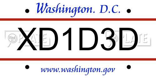 XD1D3D District Of Columbia License Plate