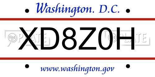XD8Z0H District Of Columbia License Plate
